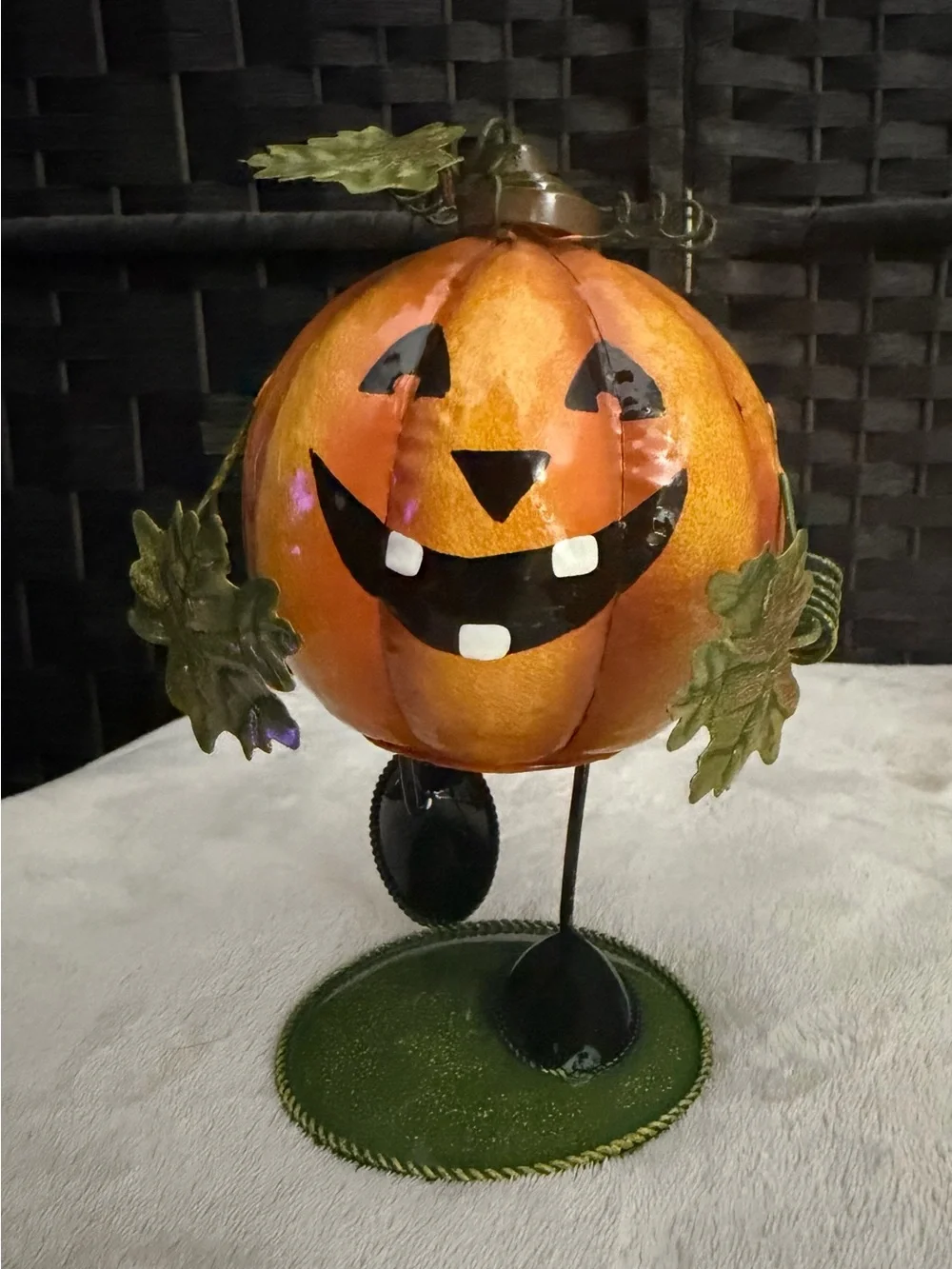 Halloween Pumpkin Bobble Table Decoration - Orange Jack-O'-Lantern